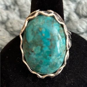Turquoise Ring with Swarovski Crystal by Grace and Heart